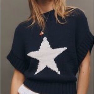 Anthropologie Navy Sweater with White Star